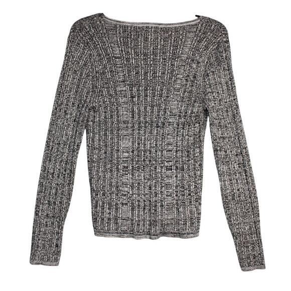 NWT Calvin Klein Size Medium Silver Metallic Black and Gray LS Pullover‎ Sweater - Picture 2 of 8